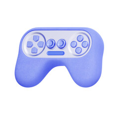 3D icon of a purple game controller For video gaming, console entertainment, esports competition, and digital leisure.