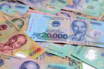 Vietnamese dong banknotes. Money concept