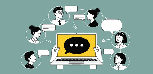 Team Communication Online Chat and Collaboration Platform Concept