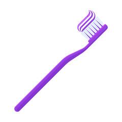 Purple toothbrush with toothpaste on bristles. Dental hygiene, oral care, morning routine, and health concepts. Flat vector illustration isolated on white background	
