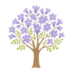 Obraz premium PNG Whimsical purple floral tree illustration.