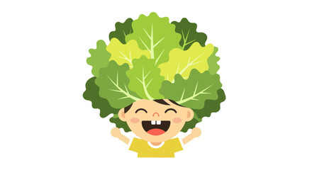 Joyful Child With Lettuce Hair, Smiling Brightly, Against a Black Backdrop