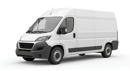 Naklejka premium Modern white delivery van ready for branding, perfect for logistics and transport needs