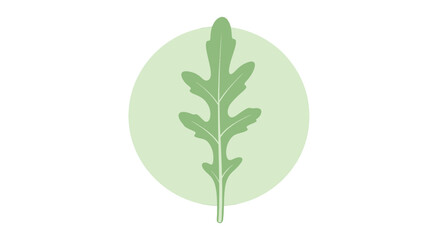 Naklejka premium Minimalist Illustration of Arugula Leaf Represented in Geometric Style with Circular Shape