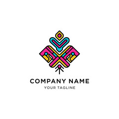 Obraz premium Colorful abstract logo design with geometric shapes and vibrant colors.