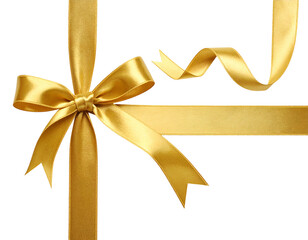 Luxurious golden ribbon tied in a festive bow
