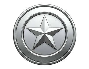 Shiny silver star emblem with metallic gleam