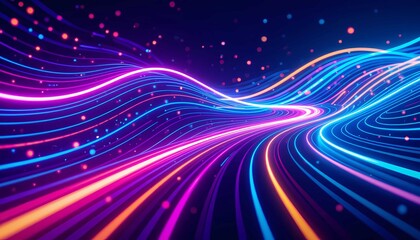 Fototapeta premium Futuristic abstract neon waves forming glowing lines with dynamic energy motion