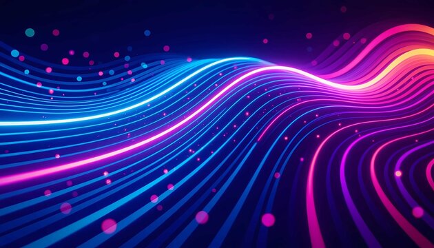 Neon light beams create vibrant flowing patterns in modern digital design - Powered by Adobe