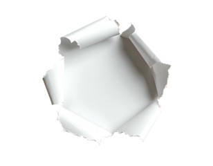 Torn paper revealing a white void