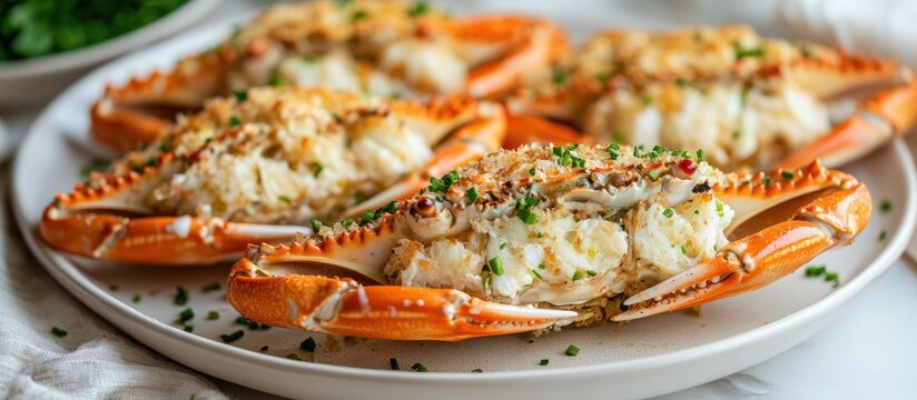 Stuffed Crabs on a Plate, Ready to Eat