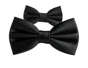 Two black textured bow ties