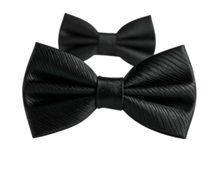Two black textured bow ties