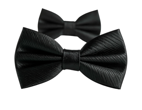 Two black textured bow ties