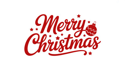 Merry christmas festive lettering with ornaments and stars