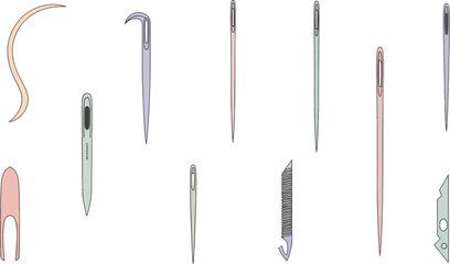 Set of Medical Surgical Instruments and Tools in Pastel Colors