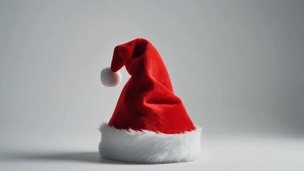 Festive Santa hat spinning merrily in a joyous holiday celebration, spreading Christmas cheer and festive spirit with dynamic movement