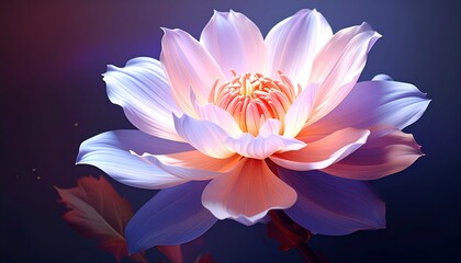 A luminous, ethereal flower blossoms, showcasing delicate petals and vibrant hues