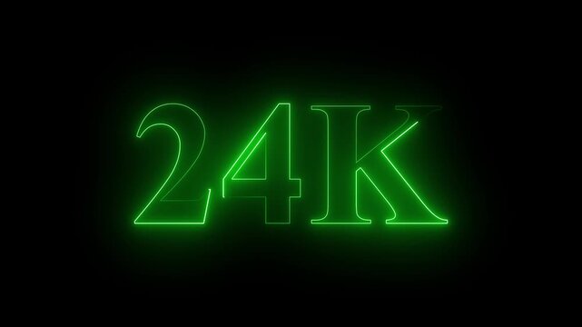Neon line 24k Ultra HD icon isolated on black background, 10K followers. animation in Easy to put into any video, 4k motion video...
