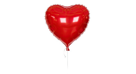 A single glossy red heart-shaped foil balloon with bright reflections and a white string, symbolizing love and romance for Valentine's Day or a special celebration