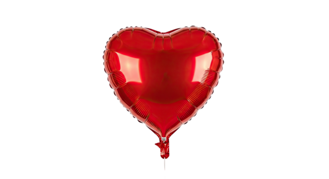 A glossy red heart-shaped foil balloon with bright, shiny reflections, symbolizing love and romance for Valentine's Day or a special celebratory event - Powered by Adobe