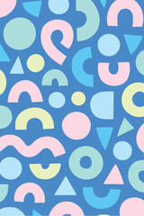 blue abstract kid shapes pattern background