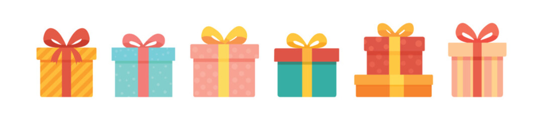 christmas gift boxes ornament illustration set
