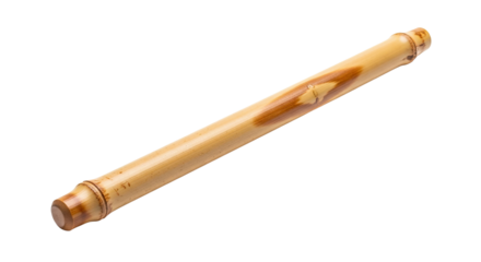 Close-up studio shot of a single dry bamboo stick, showcasing its organic texture, natural brown and yellow colors, and distinct segmented nodes along the stalk