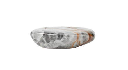 A beautiful translucent polished stone with delicate reddish-brown mineral veins, revealing its intricate internal crystalline patterns and smooth, glossy texture in a detailed macro view