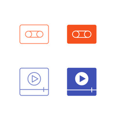 Flat Colored Image and Video Icon Set in Outline and Solid Style for Digital Media Content and Playback