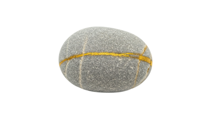 A beautiful grey granite sphere with cracks mended with gold, illustrating the philosophical concept of kintsugi, embracing flaws and celebrating restoration
