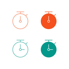 Flat Colored Stopwatch and Timer Icon Set in Outline and Solid Style for Time Measurement and Control