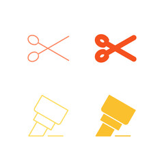 Flat Colored Cut and Edit Icon Set in Outline and Solid Style for Content Modification and Refinement