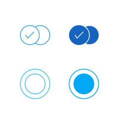 Flat Colored Checkbox and Radio Button Icon Set in Outline and Solid Style for Form Input and Selection Control
