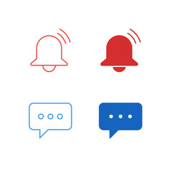Flat Colored Alert and Message Icon Set in Outline and Solid Style for System Feedback and Communication
