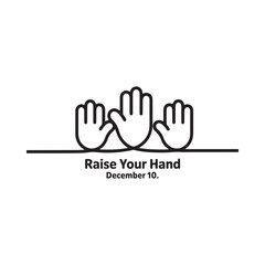 Obraz premium Three hands raised above a line with text