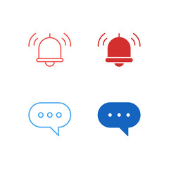 Flat Colored Alert and Message Icon Set in Outline and Solid Style for System Feedback and Communication