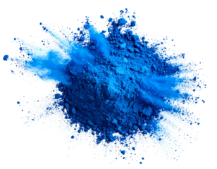 Bursting cloud of vibrant blue powder