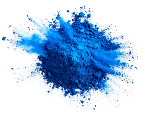 Bursting cloud of vibrant blue powder