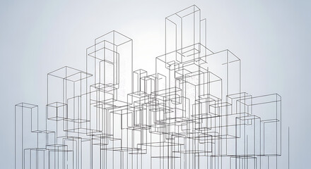 Modern abstract architectural blueprint design with geometric forms and subtle digital elements