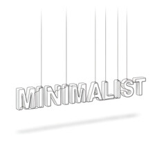 Elegant word 'MINIMALIST' suspended elegantly with subtle shadow effect