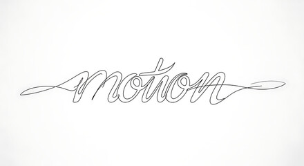 Elegant handwritten word 'motion' in a flowing artistic script