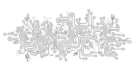Modern circuit board design merging technology with nature's organic growth patterns