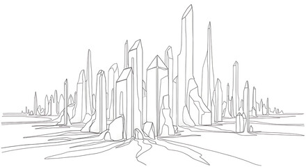Stunning crystalline city skyline abstract art, futuristic architecture concept, digital illustration