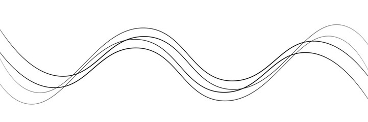 Abstract Wave Composition of Thin Black Lines on a White Background. A Modern Minimalist Vector Illustration Design.