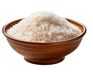 Basmati rice basin isolated on white background