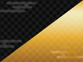 和風背景　市松模様の金の光沢があるイラスト 金・黒