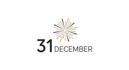 Minimalist 31 December graphic with a colorful firework burst for New Years Eve.