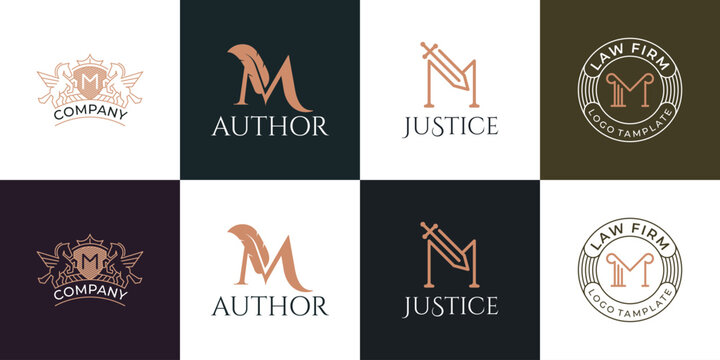 Vintage Elegant Logo Collection for Law Firm, Corporate Crest, Author Monogram, and Justice Emblem