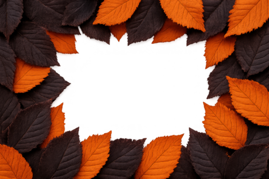 Autumn leaves border framing transparent background for fall season design and nature-inspired templates